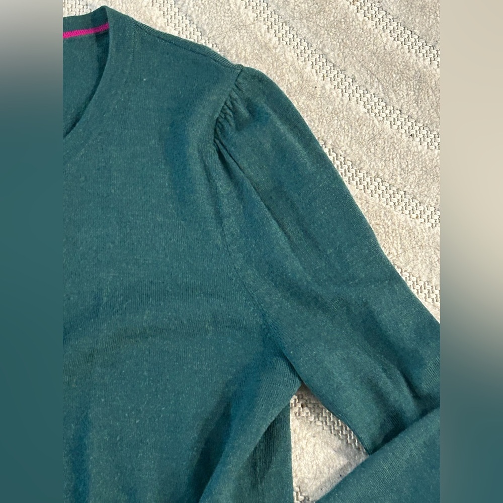 Boden 100% Wool Green Sweater Button Down Cardigan - Size 10 - Picture 8 of 14